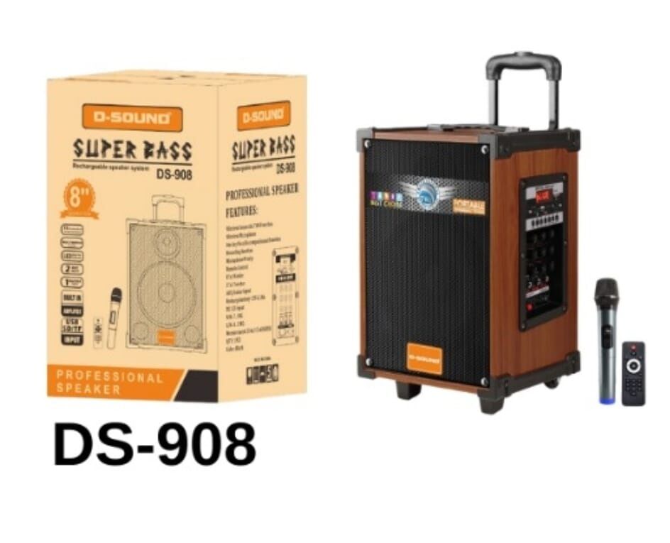 D-SOUND DS-908 3 KANAL ŞARJLI+BLUETOOTH+ 1 TELSİZ MİKROFONLU SAZ GİTAR ANFİSİ