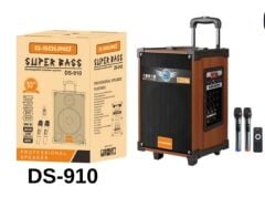 D-SOUND DS-910 3 KANAL ŞARJLI+BLUETOOTH+2 TELSİZ MİKROFONLU SAZ GİTAR ANFİSİ