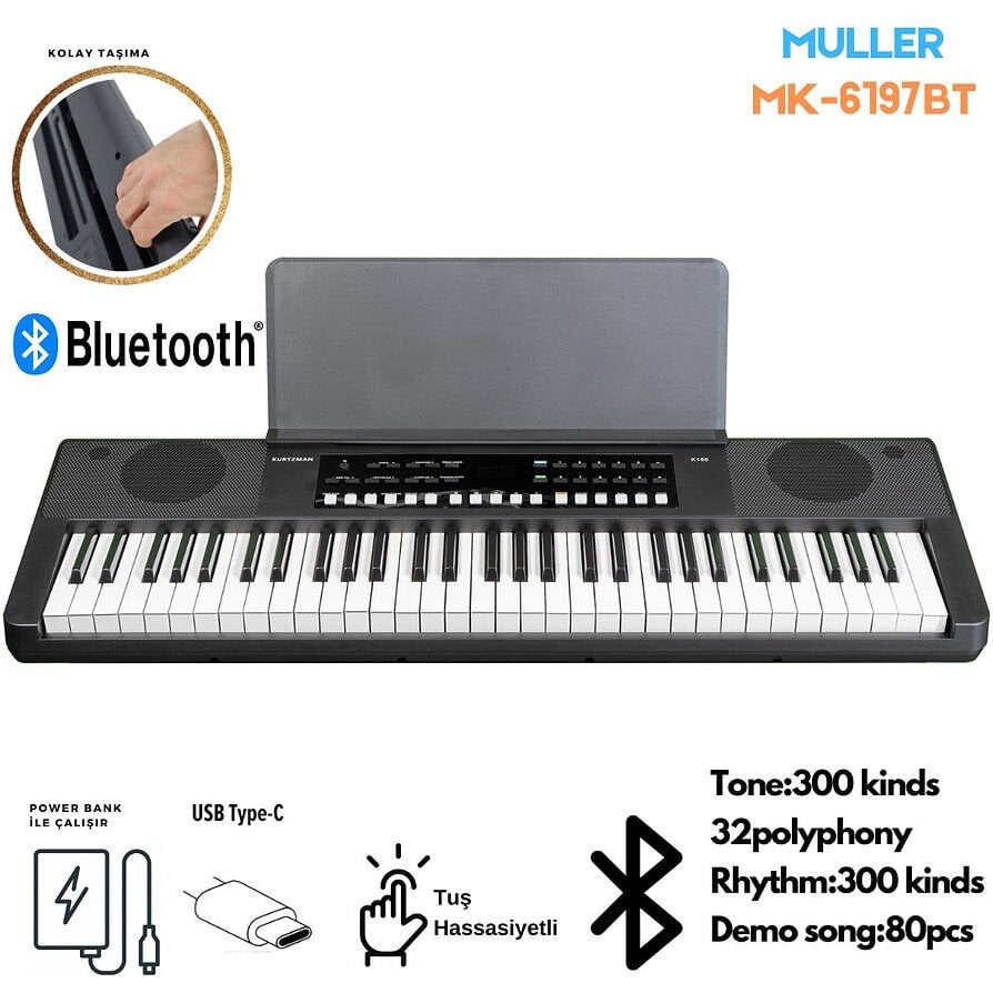 MÜLLER MK-6197BT 61 TUŞ ORG TUŞ HASSASİYETLİ (BLUETOOTH ÖZELLİKLİ)