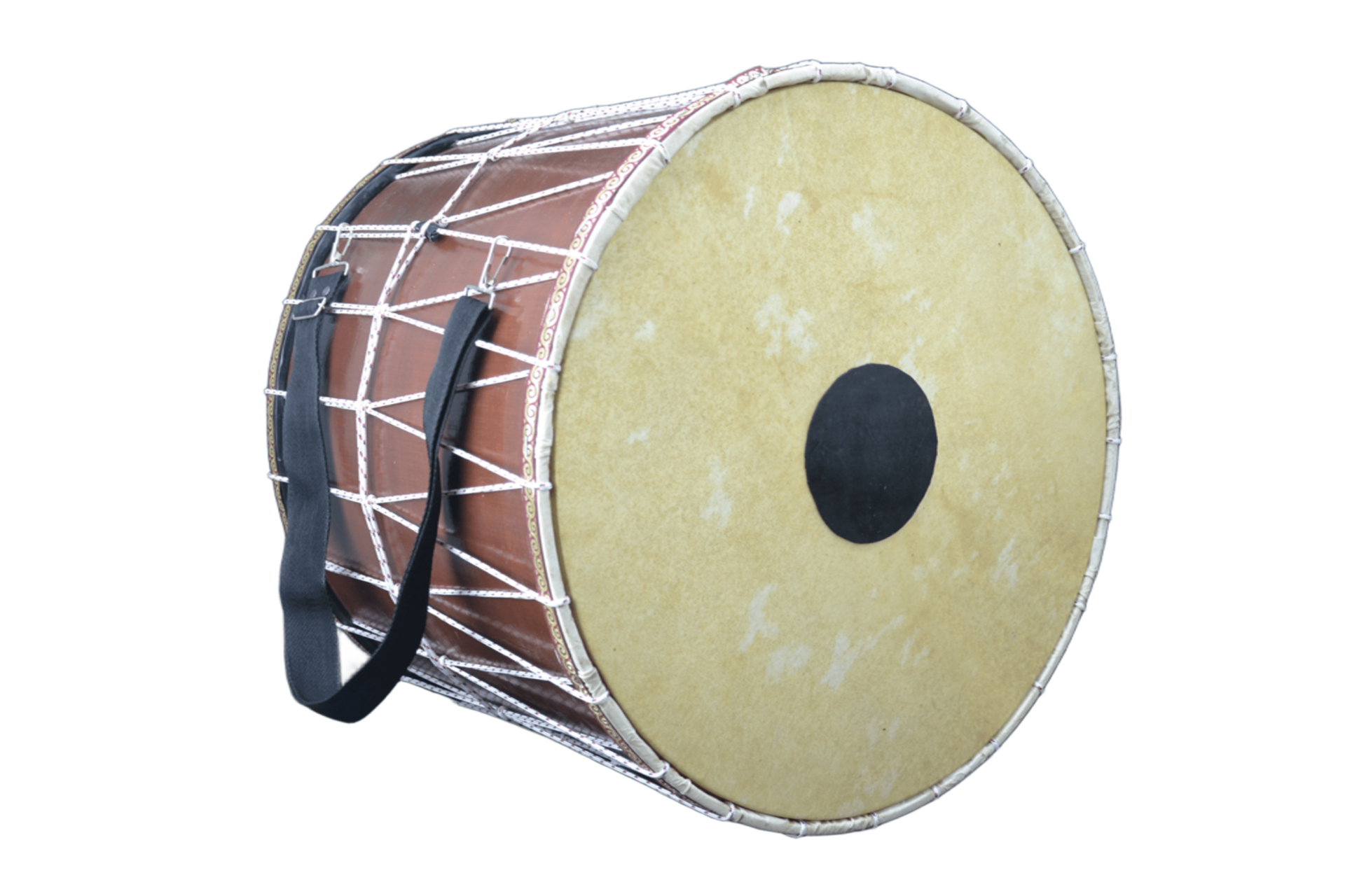 AHŞAP KASNAK İP GERGİLİ HAYVAN DERİ PROFESYONEL ASMA DAVUL 50X38 CM