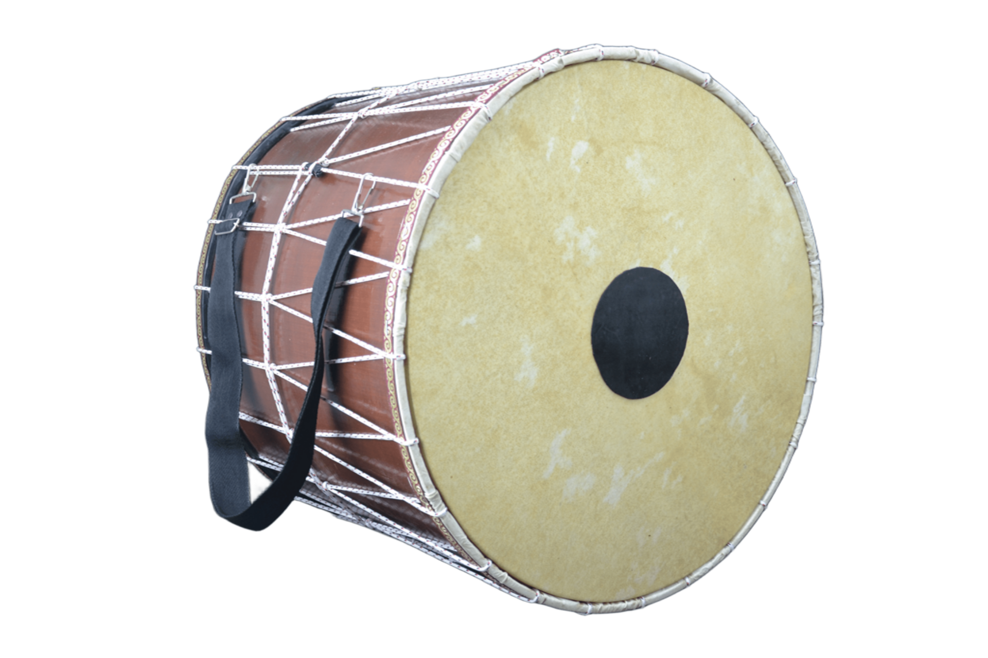 AHŞAP KASNAK İP GERGİLİ HAYVAN DERİ PROFESYONEL ASMA DAVUL 50X38 CM