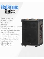 HEPU HP-976 PARTYBOX BLUETOOTH HOPARLÖR 8” TAŞINABİLİR ŞARJLI